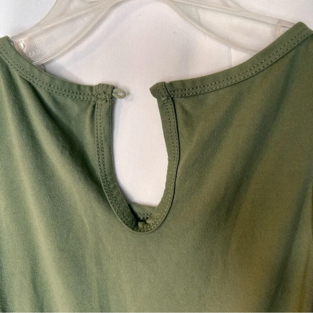 One Step Ahead Olive Sleeveless Top Romper with Pink Accents Size S /4